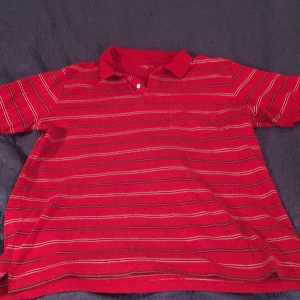 Covington Cotton Red and Gray Striped Polo Shirt